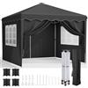 LIFERUN Gazebo 3x3, Gazebi Pieghevole Con Oxford 420D, Tenda Giardino Impermeabile, Per Feste, Con 4 Pareti Laterali, Padiglione Protezione UV 50+, Per Il Campeggio (Nero)