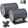 Juskys Strisce frangivista in PVC per recinzioni a Doppia Barra Set da 2-2 Rotoli da 35m x 19cm - 60 Clip di Fissaggio - Pellicola frangivista frangivento - Grigio Chiaro