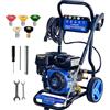 Roomark Idropulitrice professionale,max.248 bar pressione di lavoro, 590L/h, 210cc Gas Idropulitrice ad alta pressione commerciale con 8M Tubo flessibile & 5 ugelli,per giardino,cortile,veicolo