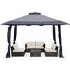 RELAX4LIFE 4x4M Tenda Gazebo Pieghevole con Doppio Tetto Ventilato, Struttura in Acciaio, Regolabile in Altezza, Protezione UV 50+, Borsa per il Trasporto con Ruote per Feste (GRIGIO)
