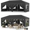 Devoko Gazebo Pieghevole 3x6 Gazebo Esterno Gazebos da Giardino Regolabile in Altezza|telo 3x6 Impermeabile con 6 Pareti Laterali Protezione UV 50+,Grigio
