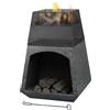 IlGruppone Braciere da Esterno a Legna con Porta Legna Integrato in MGO e Ferro Verniciato a Polvere, Fire Pit da Giardino con Base Effetto Pietra, Resistente a Ruggine e Calore 44 cm