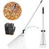 Crisalide® - Scopa Rastrello Foglie con Manico Regolabile, in altezza e lunghezza, in ACCIAO Professionale, scopa da giardino per foglie rastrello, per la pulizia di PIANTE, PRATI e CORTILI