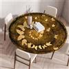 Odot Tovaglia Rotonda Antimacchia con Bordo Elastico 3D Motivo Tovaglia da Tavola Lavabile Antiscivolo Copritavolo per Compleanno Cucina Tavolo da Pranzo caffè Cene Feste (60cm,Farfalla)