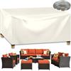 GYCQRS Copertura Tavolo Giardino Esterno, Grande Copertura per Mobili da Giardino Impermeabile, 420D Oxford Telo Copri Tavolo Giardino Anti-UV per Tavoli e Sedie da Cortile, Beige 260x150x80cm