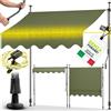 tillvex Tenda da Sole a Bracci con Manovella | Protezione per Balcone, Regolabile, Senza Forare | Tenda Resistente per Esterno Raggi UV e Regolabile in Altezza (Verde militare con LED, 200cm)