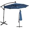 KOMFOTTEU Ombrellone LED da Giardino con Manovella, Ombrellone Parasole con Supporto, Rotazione a 360°, Pieghevole, Inclinabile, Parasole da 300 x 230 cm, per Cortile, Terrazza, Piscina, Blu