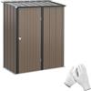 Outsunny Casetta da Giardino 1.34m² in Acciaio Zincato, Capanno da Giardino con Tetto Inclinato, Guanti e Porta Bloccabile, Capanno Porta Attrezzi, 161.5x94.5x196cm, Marrone