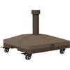 Outsunny Base per Ombrellone in HDPE a 4 Ruote con Freni, Basamento per Ombrellone Riempibile Fino a 20 kg di Acqua e Sabbia, per Pali di Ombrelloni da Ø22-38 mm, 45x45x39 cm, Marrone