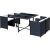 Outsunny Set Mobili da Giardino 5pz Set Tavolo da Pranzo con 4 Sedie con Cuscini Combinabili a Rettangolo, Nero, 109x109x72 cm