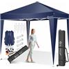 KESSER® Gazebo Pieghevole 3x3m | Pop-Up Regolabile in Altezza Stabile Impermeabile Resistente all'Inverno | Protezione UV 50+ Inclusa Borsa con Ruote & Ancoraggio al Suolo - Blu