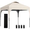 Outsunny Gazebo da giardino, 2,5 x 2,5 m, pieghevole, pop up, altezza regolabile su 4 livelli, tessuto Oxford anti UV50+ telaio in acciaio, borsa per il trasporto, colore: Beige