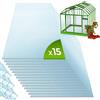 Jago® Lastra di Policarbonato - Set da 15, a 2 Pareti, 121 x 60,5 cm, Spessore 4 mm, 11 m², UV Resistente, Trasparente - Pannello, Piastra di Policarbonato, Alveolare, per Serra