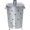 HAC24 Inceneritore 75l in Metallo Zincato con Coperchio per Rifiuti da Giardino, Bruciatore, Inceneritore da Giardino, Braciere da Giardino Argento