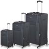 Valigeria.shop Jony Set 3 Valigie in Poliestere Leggero Semirigide - Espandibili, 4 Ruote Doppie Girevoli 360° - Piccola bagaglio a mano 55 cm, Media 66 cm, Grande 77 cm da viaggio in offerta JONY: 895 (Nero)