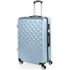 ITACA - Valigia 23Kg da stiva capiente Valigia rigida XL con ruote silenziose Trolley Grande Rigido leggero ideale per viaggi lunghi con Lucchetto a combinazione TSA, Blu chiaro