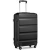Kono Valigia rigida ABS bagaglio a mano trolley da viaggio con 4 ruote girevoli e serratura TSA, Nero , 24 Medium, Valigia