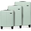 WITTCHEN Stripes Line Set di valigie 3 pezzi | (36/65/96 L) in ABS rigido, 4 ruote 360°, lucchetto a combinazione & manico telescopico | Valigia cabina/media/grande - Colore: Verde menta