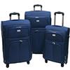 Ormi SLmilano set valigie semirigide bagagli in tessuto super leggeri 4 ruote piroettanti trolley piccolo adatto per cabina con compagnie lowcost art.214 (blu)