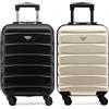 Flight Knight Set di 2 Valigie Rigide in ABS Leggere con 4 Ruote, Bagaglio a mano da cabina approvato per oltre 100 compagnie aeree come EasyJet, British Airways, Ryanair, e molte altre