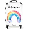 NoBoringSuitcases.com Valigia Bambini, Valigia Grande, Valigia Personalizzabile, Trolley Bambina, Valigia Per Bambini, Serratura TSA, Valigia Grande 23 kg (67 cm - 72 L), (Arcobaleno - Bianco)