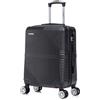 R.Leone Valigia da 1 Fino a Set 4 Trolley Rigido grande, medio, bagaglio a mano 55x40x23 cm Wizz, ITA Airways e bagaglio 45x36x20 cm EasyJet in ABS 8005 (Nero, S Bagaglio 55x40x23cm)