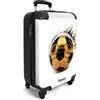 NoBoringSuitcases.com Valigia Per Bambini, Trolley Bagaglio a Mano 55x40x20 cm, 10 kg (Pallone da Calcio Dorato - Bianco)