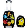COSTWAY Set di Valigia per Bambini, 16 Valigia+ 12 Zaino, 2 Pezzi, con Ruote Girevoli a 360° e Maniglia Retrattile, Ideale per Viaggiare in Modo Comodo e Divertente (Modello 17)
