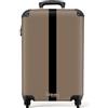 NoBoringSuitcases.com® Valigia Bagaglio a Mano 55x40x20, Bagaglio 10 kg con Ruote, Valigia Rigida Leggera, Trolley Cabina con Strisce - Beige