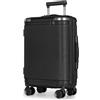 Tavoxda Valigia cabina trolley 55x40x20 cm, ABS rigido con lucchetto TSA e ruote silenziose, manico telescopico regolabile, leggero e resistente, per donna e uomo, nero