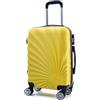 R.Leone Valigia da 1 pezzo Fino a Set 4 Trolley Rigido grande, medio, bagaglio a mano adatto Ryanair 55x40x20cm e beauty case 8 ruote in ABS 2092 (Giallo, L Grande)