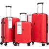R.Leone Valigia da 1 Fino a Set 3 Bagaglio a mano 55x40x20 Ryanair, Medio, Grande Ultra Strong Antiurto Trolley leggero 8 ruote Polipropilene 9188(Rosso, Set 3 Pezzi S M L)