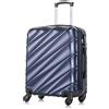 R.Leone Valigia Trolley Bagaglio a mano Rigido Ultraleggero in ABS 4 Ruote Autonome (Blu, 2130 Valigia 56x45x25cm)