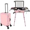 BRRIDE Valigetta per trucchi con luci a specchio, Rolling Makeup Train Case Professionale Artista, Organizzatore per Nail Tech Organizzatore, Gambe regolabili e luminosità, Colore: rosa., moderno