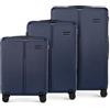 WITTCHEN Stripes Line Set di valigie 3 pezzi | (36/65/96 L) in ABS rigido, 4 ruote 360°, lucchetto a combinazione & manico telescopico | Valigia cabina/media/grande - Colore: Blu navy