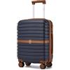 KONO Valigia Bagaglio a Mano 55x40x20 Rigida ABS+PC Trolley Leggero per Viaggi Aerei (55 cm, Marina Militare/Marrone)