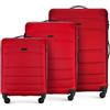 WITTCHEN valigia da viaggio set di 3 valigie trolley bagaglio a mano valigia a rotelle in ABS con 4 ruote spinner chiusura a combinazione maniglia telescopica Globe Line Rosso Ryanair/ITA Airways