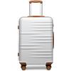 British Traveller Valigia con Ruote 64cm Trolley Rigida Trolley Medio con TSA Lucchetto, Bianco