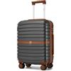 KONO Valigia Bagaglio a Mano 55x40x20 Rigida ABS+PC Trolley con 8 Ruote Leggero (55 cm, Grigio/Marrone)