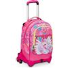 Seven SJ Gang Trolley Scuola Jack 3 Ruote, Rosa, Unicorn Led, 3 in 1, Triplo Uso, Zaino Con Carrello Sganciabile, Tasca Porta Borraccia e Crossover System, Zaino Scuola Elementare, Zaino Bambina