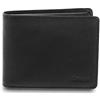 GIUDI ® Portafoglio uomo in pelle vacchetta, vera pelle, Made in Italy (Nero)
