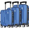 POSH Set di valigie rigide 3 pezzi in ABS - Grande 75 cm, Media 65 cm e Piccola 55 cm- Set da viaggio con lucchetto a combinazione - Ruote girevoli a 360° con scorrimento fluido