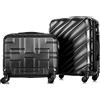 R.Leone Valigia Set 2 Pezzi 56x45x25 cm + 45x36x20 cm EasyJet Trolley Bagaglio a mano in ABS 4 Ruote 2130 (Set 2 Pezzi S+XS, Nero)