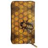 hhxvcv Portafoglio in pelle con stampa scozzese bianca e nera - Elegante pochette lunga bifold porta carte con tasca portamonete, portafoglio leggero, Ape Honeybee, Taglia unica