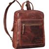 ROYALZ zaino vintage da donna piccolo in vera pelle 'Nebraska' citybackpack moderno in vera pelle per documenti DIN A4 tablet da 12,9 pollici, Colore:Roma Cognac Marrone