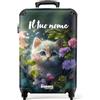 NoBoringSuitcases.com Valigia Bambini, Trolley, Valigia da Stiva, Valigia Per Bambini da Viaggio, Valigia 10 kg, Valigie, Valigia Personalizzabile, 55x40x20 cm (Gattino tra i fiori - Multicolore)