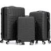 R.Leone Valigia da 1 Fino a Set 3 Bagaglio a mano 55x40x20 Ryanair Vueling adatto Iberia Wizzair EasyJet, Medio, Grande 4 Ruote ABS 6112 (Grigio, Set 3 Pezzi - S, M, L)