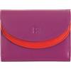 DUDU Portafoglio Donna Vera Pelle RFID con Portamonete, Portafogli Colorato a Doppia Patta Porta Carte di Credito Porta Banconote Fucsia
