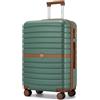 KONO Valigia Media Rigida 20 kg ABS+PC Trolley con 8 Ruote (65,6 cm, Verde/Marrone)