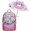 SJ GANG STYLE JAM GANG Zaino Doppio Scomparto Maxi - FANTABULOUS - Flip System, Zaino Scuola Elementare Bambina + Ombrello Rosa, Fantasia Orso